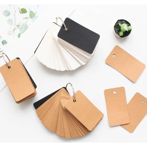 MINKYS 100 Sheets Portable Coil Thickened Kraft White Blank Vocabulary Word Card Memory Study Notepad Memo Pad School Stationery