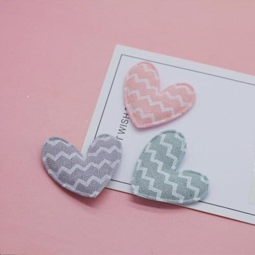 Sew on 5*4.5cm 40pcs/lot Striped heart patch Padded Patches Appliques For Clothes Sewing Supplies Decoration