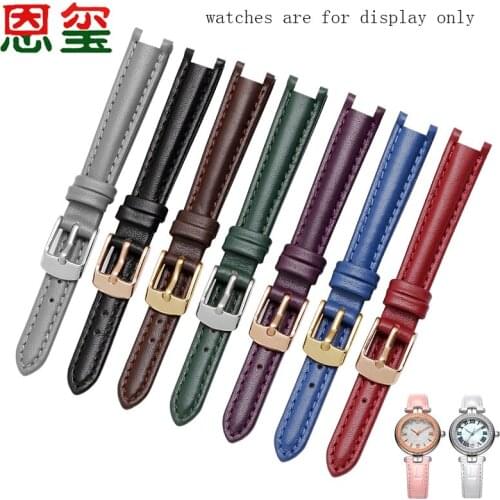 Concave interface Genuine Leather Strap White Black Blue Green Purple Bracelet For Fiyta Rossini Mk Cow Leather Watch Chain