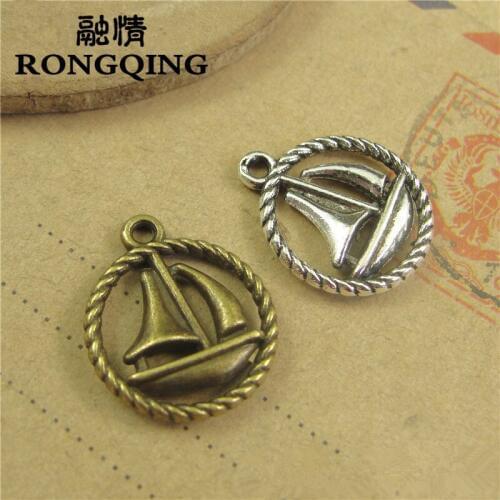 RONGQING 16MM 100pcs/lot sailboat Pendants Necklaces Handmade Fashion Jewelry Charms DIY