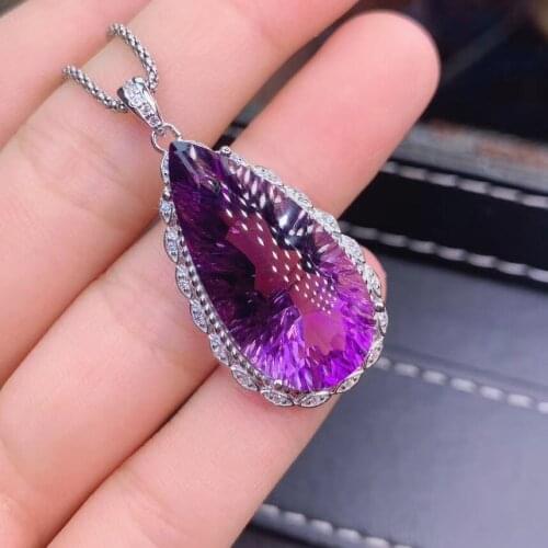 The best gift for Anniversary Natural and real Amethyst necklace 925 sterling silver Fine jewelry Amethyst pendant