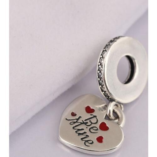 S925 DIY Jewelry Be Mine Dangle Charm fit Lady Bracelet Bangle Clear CZ Soul Mate