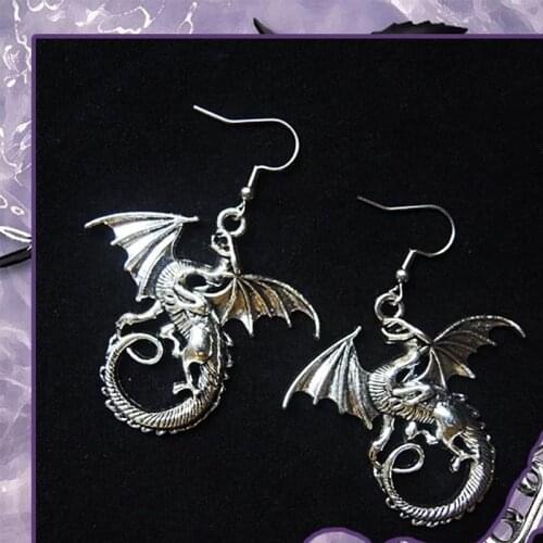 Gothic dragon earrings for teenage egirls y2k jewelry punk hip-hop grunge fairy core anime earrings cool unique dropship