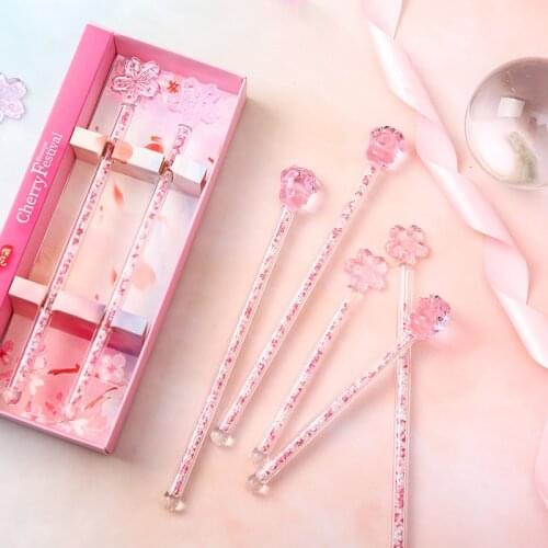 Pink Sakura glass stir bar Cat claw cherry blossom Cute Cocktail stick Stirring Rod Juice coffee Stirring Bars Girls Home Decor
