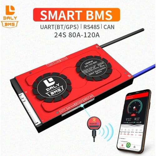 Smart Bluetooth BMS 24S 72V LiFePO4 battery pack Management System BMS 80A 100A 120A with high current for lithium battery