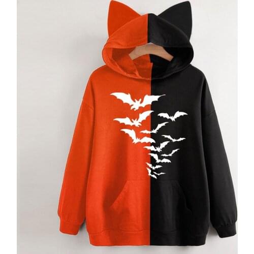 Womens Halloween Print Hoodie Ladies Sweatshirt Long Sleeve Pocket Pullover Autumn Sudaderas New Loose Hoodies толстовка