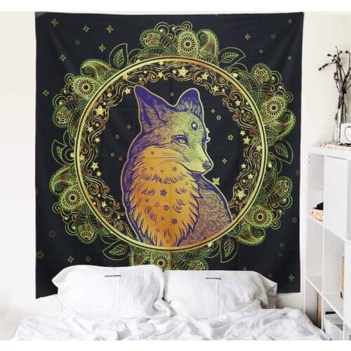Animals Brilliant Cute Fox Tapestry Wall Hanging Home Room Bedroom Boho Decor Art Cloth Bedspread Mandalay Hippie Carpet Blanket