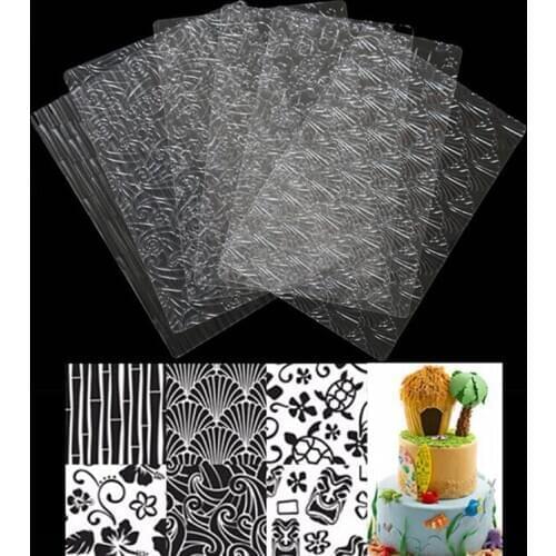 1Set Fondant Cake Mold Transparent Texture Bakeware Texture Sheet Set Cookie Texture Mat Sugar Craft Decoration Baking Tools