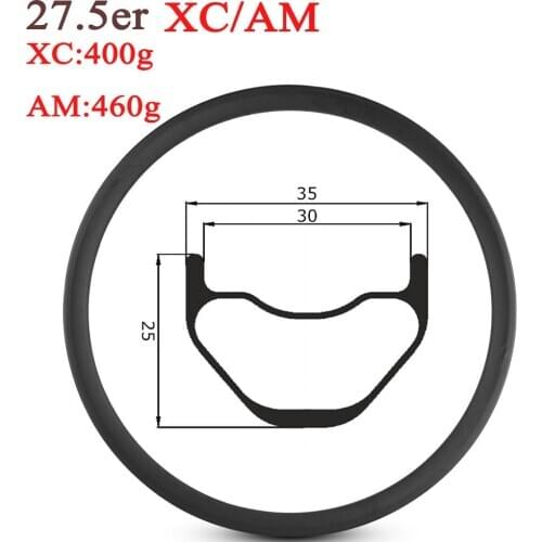 27.5er MTB XC/AM Carbon Rim Hookless Rims 35mm Width Tubeless Ready For Cross Country And All Mountain Bike Wheels