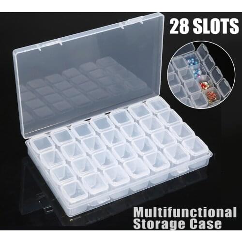 28 Grids Plastic Box Organizer Diamond Painting Storage Box Embroidery Storage Case Jewelry Accessories Organizer Holder Kit
