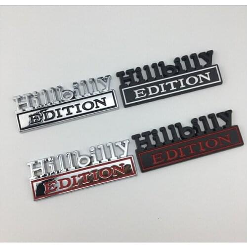 3D Silver Metal HILLBILLY EDITION Emblem Auto Trunk Fender Badge Decals Stickers Car Accessories
