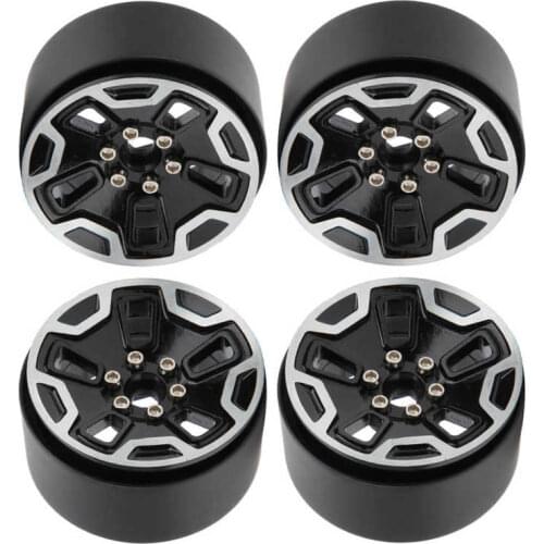4Pcs CNC Metal 2.2in Wheel Hub Accessory for SCX10 1/10 Remote Control Model Car Black