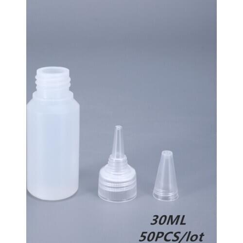 30ML Empty liquid dropper bottles with Lids soft Squeeze PE bottle for Oil Glue ink condiment container 50PCS/lot