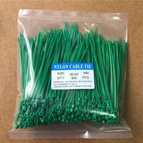 600Pcs Green 3x100mm Nylon Self-Locking Cable Ties Color Plastic Zip Ties Velcro Cable Ties Cable Organizer Wire Strap