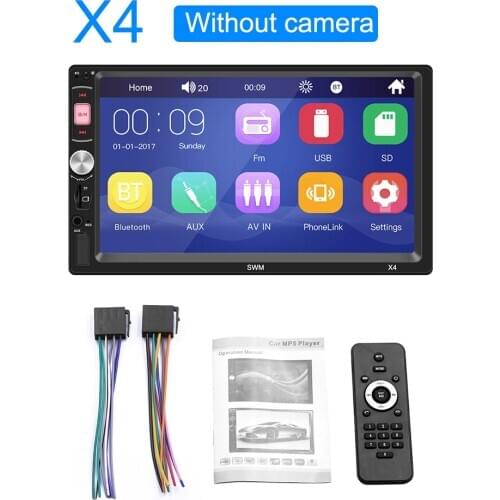 7" 2 DIN MP5 Car Radio BluetoothTouch Screen Stereo FM Audio Stereo MP5 Player Camera Supports Android IOS System MirrorLink