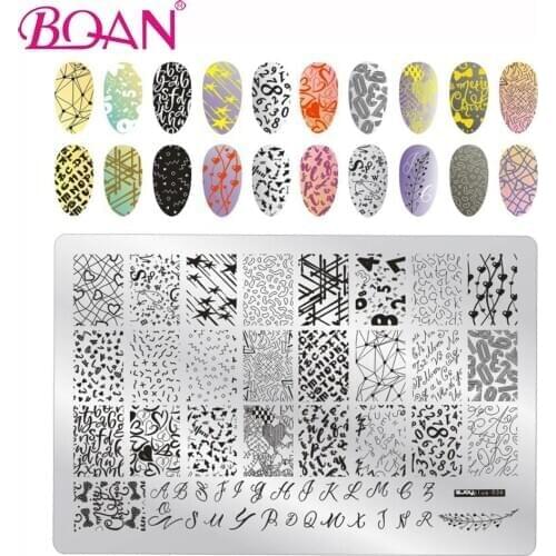BQAN 1Pc Nail Template Stamping Plate Swirl Nails Art Stamp Template Printing Tool Lace Flower Animal Pattern Nail Art Stamping