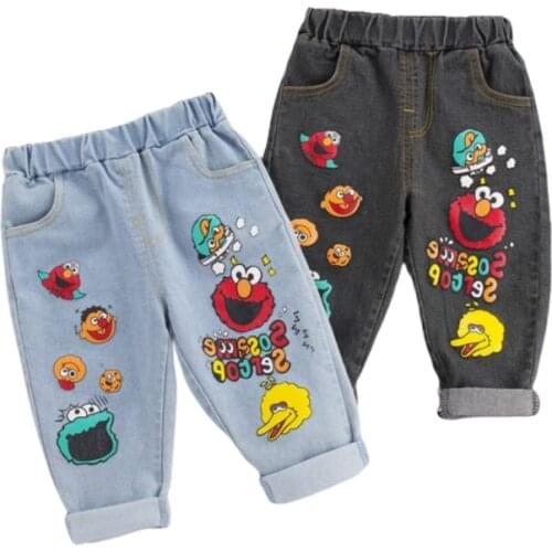 New Spring Children Fashion Clothes Kids Boy Girls Cotton Elastic Band Pants Baby Cartoon Clothing Infant Autumn Casual Trousers