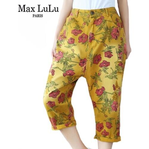 Max LuLu 2021 Summer Fashion Pants Womens Printed Loose Jeans Ladies Floral Denim Pantalons Female Vintage Oversized Trousers
