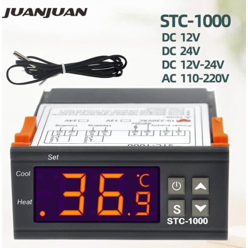 10pcs 12V 24V 220V Digital Temperature Controller STC-1000 Thermostat Thermoregulator incubator Relay 10A Heating Cooling 40%off