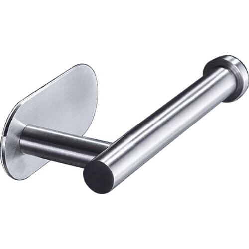 304 Stainless Steel Wire Drawing Non-perforated Paper Towel Holder Polished Bathroom Roll Paper Holder Self-adhesive Type