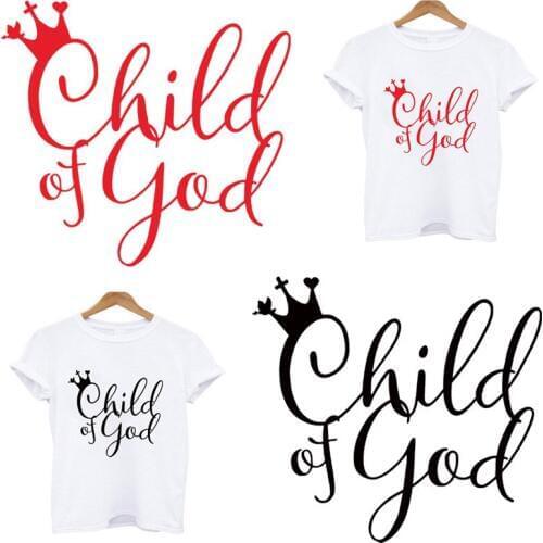 Child of god heat-sensitive patches iron on transfers for clothing stripes thermo stickers on clothes custom patch applications