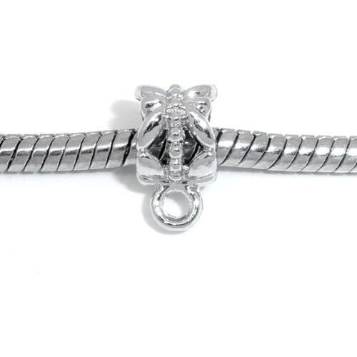 DoreenBeads 50 Silver Color Flower Bail Beads Fit Charm Bracelet (B05750), yiwu