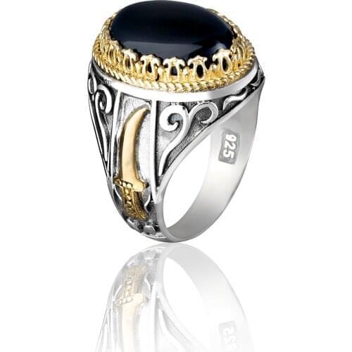 Elegant Design Natural Stone 925 Sterling Silver Mens Ring