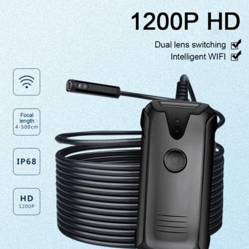 2021 New 8mm Independent Smart Wifi Dual Lens 2MP Industrial Endoscope Flexible Camera Boroscope Tube Inspection for Android Ios