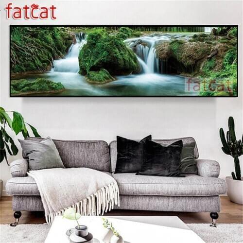 FATCAT Natural scenery waterfall large size 5D Diy Daimond Painting Full Square Round Drill Rhinestone Embroidery decor AE1710