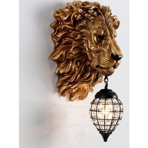 French Luxury Lion Animal Shade Wall Lamp Nordic Home Decor Kitchen Wall Light Vintage Bedroom Indoor Lighting Wall Sconce Lamp