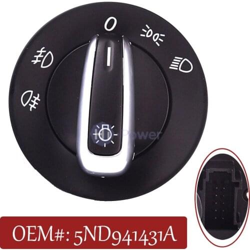 Chrome Headlight & Fog Light Switch Control for Volkswagen Passat CC JettaMK5 Golf 5ND941431B 5ND941431A