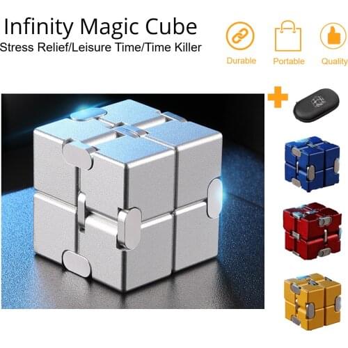 Alloy Magic Cube Stress Relief Infinity Cube Blocks with Metal Box Portable Decompresses Relax Toys For Children Adults Kids