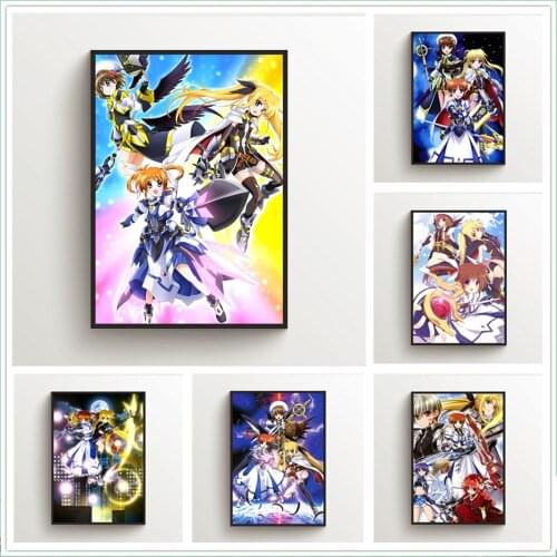 WTQ Canvas Painting Anime Posters Mahou Shoujo Lyrical Nanoha Retro Poster Wall Decor Wall Art Picture Room Decor Home Decor