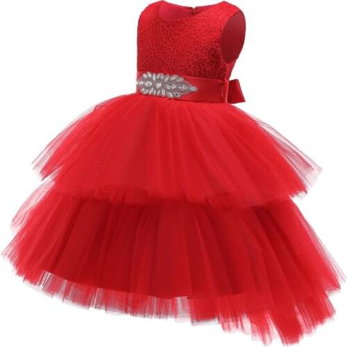 KEAIYOUHUO 2021 Summer New Wedding Dress Girls Performance Dress Long Tutu Skirt Flower Girl Dress 3-12 Age Children Clothing