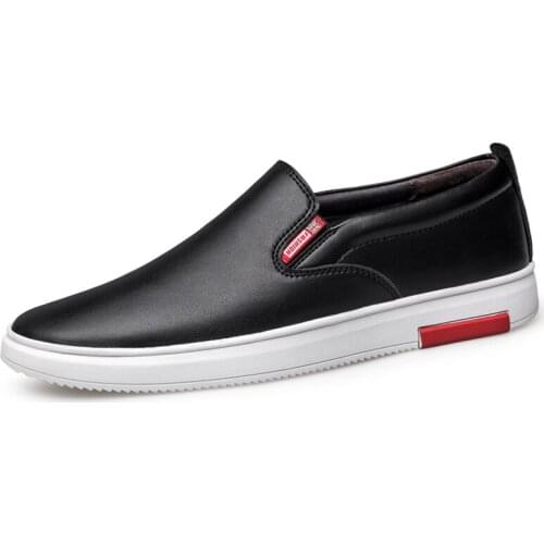 Mens Shoes Loafer Flats Slip On Hard-Wearing Genuine Leather Low-top Light Casual Fashion Air Hole Breathable Driving
