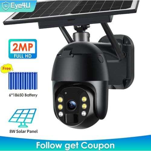 4G IP Camera Solar Outdoor 1080P PTZ WIFI Camera Rechargeable Battery Color IR Night Vision PIR Alarm Home Security IP66