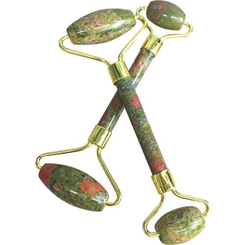 Face Jade Roller Skin Care Tools Unakite Massager for Face Eyes Neck Body Muscle Relaxing Relieve Fine Lines and Wrinkles