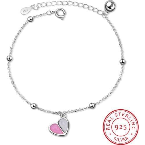 New 925 Sterling Silver Small Fresh Simple Heart-shaped Jewelry Korean Sweet Girl Heart Ice Cream Bracelet Gn419