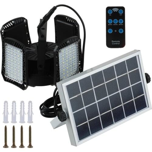 Newest 120 Led Solar Light 4 Lamp Head Adjustable Lightness with Remote Control Three Modes Outdoor Waterproof Solar Garden Lamp