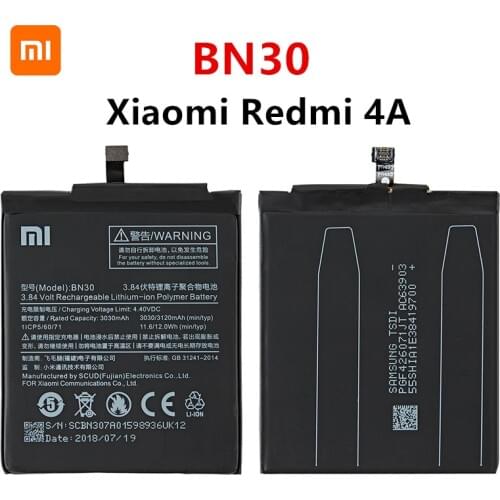 Xiao mi 100% Orginal BN30 3120mAh Battery For Xiaomi Redmi 4A Redmi4A BN30 High Quality Phone Replacement Batteries