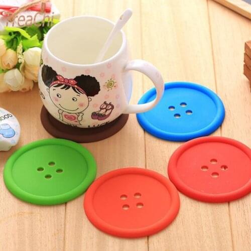 Household Articles Lovely Button Insulation Pad Round Silica Coasters Table Placemats Kitchen Decoration Accessories