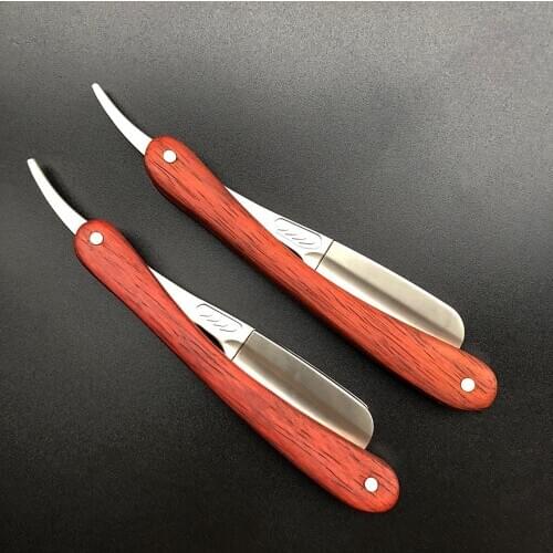 Professional Barber Razor Woodle Handle Salon Straight Edge Razor Folding Shaving Knife Hair Razor And Blades Holder G1216