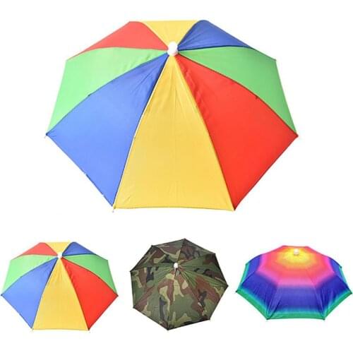 80% Hot Sale Adjustable Headband Sun Rain Outdoor Sport Foldable Fishing Umbrella Hat Caps Fishing Caps Fishing Accessories