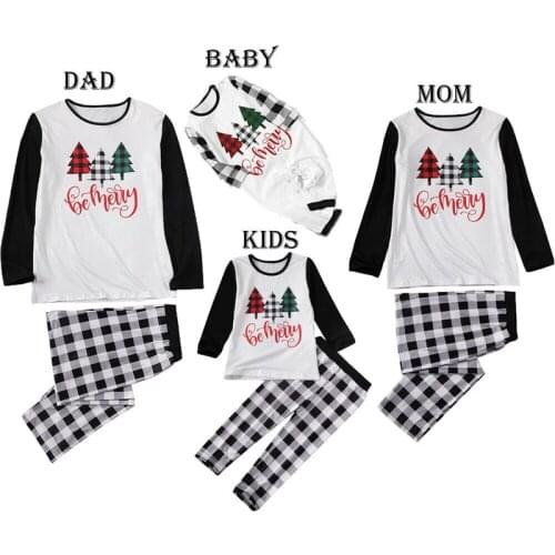 PUDCOCO Family Matching Christmas Pajamas Set Women Adult Baby Kids Sleepwear Nightwear Suit Xmas Outfits