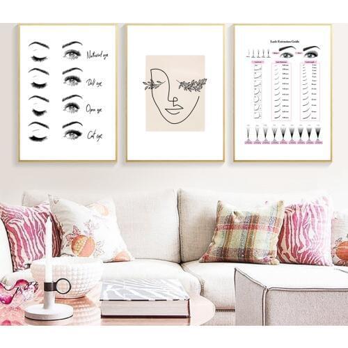 Modern Fashion Eyelash Extensions Prints Makeup Wall Art Canvas Painting Picture Nordic Poster Beauty Salon Decor Girls Gift