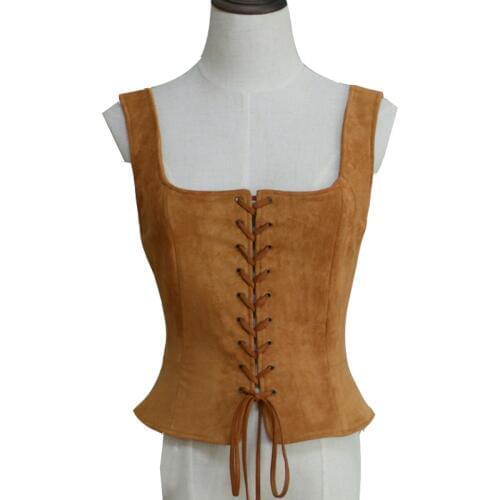 Medieval Lady Lace Up Corset Vest Renaissance Bodice Waistcoat Tops Body Suit Custom Made