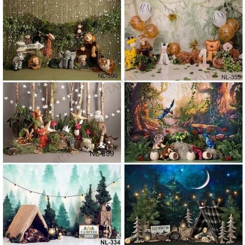 Wild Camping Tent Photography Newborn Children Portrait Backdrop Green Jungle Grass Baby Birthday Cake Smash Background