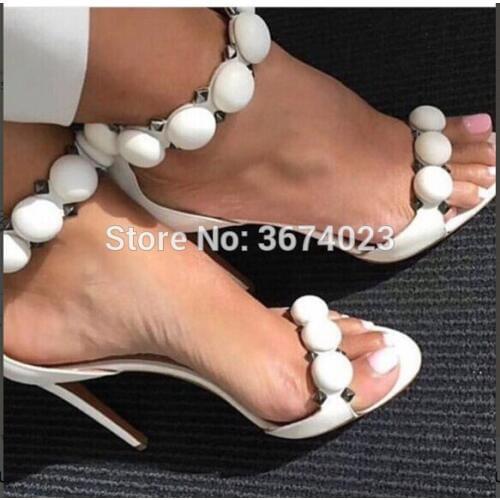 Qianruiti Party Dress High Heels Pumps Open Toe Stiletto Ankle Wrap Sandals Spike Studs Suede Strappy Heeled Sandals Women