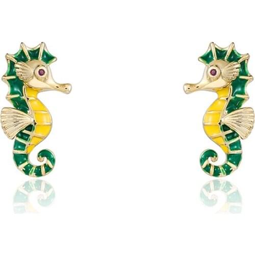 WEIMANJINGDIAN Brand New Arrival Cute Jewelry Gifts For Women Girls Hippocampus Sea Horse Stud Earrings
