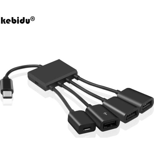 Kebidu USB 3.1 Type C Hub to 4 USB 2.0 Port HUB Multiple OTG 4 Port Type-C USB Power Charging Hub Cable 19CM Connector Adapter